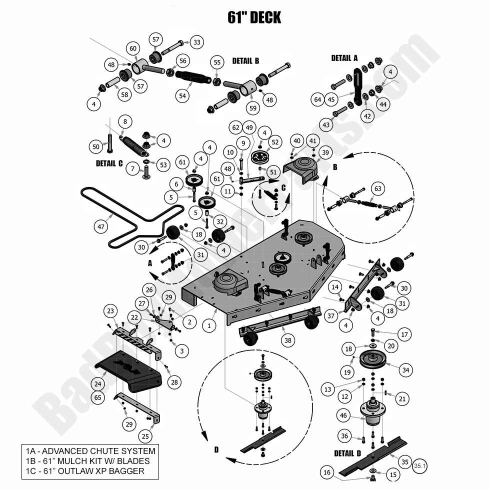 1800 - Bad Boy Mower Parts Lookup > 2018 > Outlaw XP > 61\" Deck Assembly